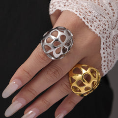 18K Gold-Plated & Silver-Tone Openwork Dome Ring