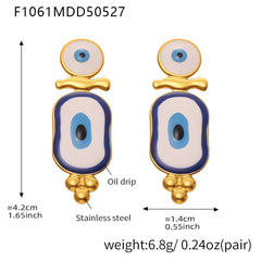 Enamel Blue Eye Drop Earrings