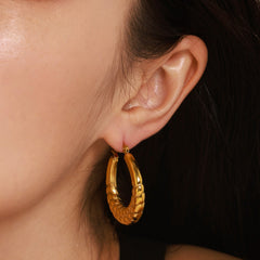 Textured Wheat Pattern Hoop Earrings