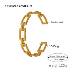 18K Gold-Plated Open Rectangle Link Cuff Bracelet