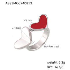 18K Gold-Plated Enamel Heart Ring