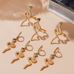 18K Gold-Plated Cubic Zirconia Snake Jewelry
