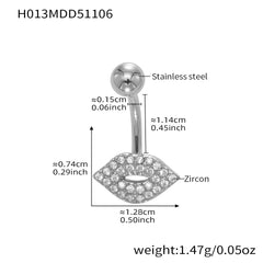 Cubic Zirconia Heart and Ball Navel Jewelry