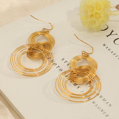 Gold-Tone Layered Circle Drop Earrings