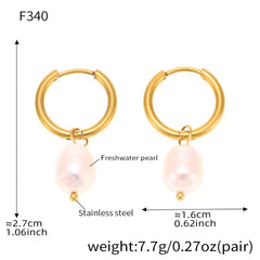 Natural Pearl Drop Small Hoop Earrings