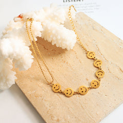 Smiley Face Disc Chain Bracelet
