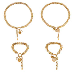 Cubic Zirconia Heart Link Necklace and Bracelet