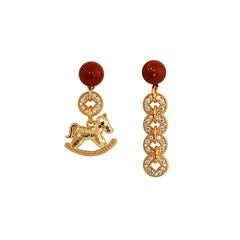 Camille Asymmetric Horse Stud Earrings