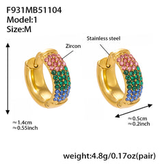 18K Gold-Plated Color Cubic Zirconia Hoop Earrings