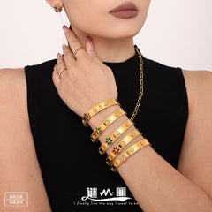 18K Gold-Plated Snowflake Stone-Accent Clasp Bracelet