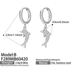 18K Gold-Plated Cubic Zirconia Dolphin Earrings