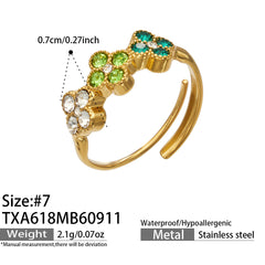 Color Cubic Zirconia Four-Petal Flower Jewelry