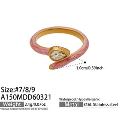 Gold-Tone Enamel Stainless Steel Rings