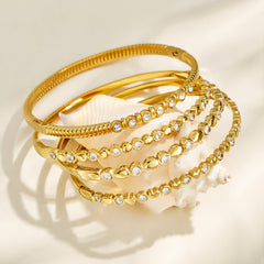 Cubic Zirconia Geometric Clasp Bangle Bracelets