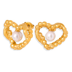 Pearl-Look Open Heart Stud Earrings