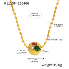Colorful Cubic Zirconia Sphere Beaded Necklace