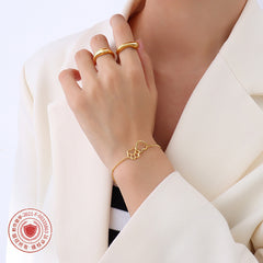 18K Gold-Plated Heart and Paw Print Bracelet