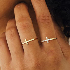 2-Piece Classy & Diamond Accented Cross Rings