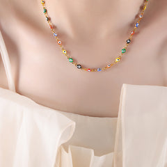 Enamel Eye Motif Necklace or Bracelet