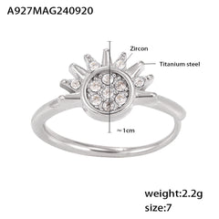 Sun or Moon Cubic Zirconia Open Ring