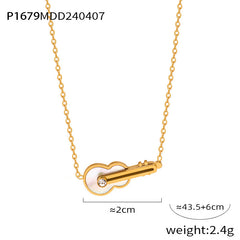 Gold-Tone Violin Shell Pendant Necklace