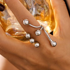 18K Gold-Plated Branching Bead Open Ring