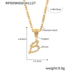 Cubic Zirconia Script Initial Pendant Necklace