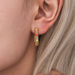 Turquoise & Cubic Zirconia Hoop Earrings