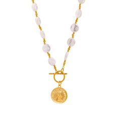 Faceted Bead Coin Toggle Necklace