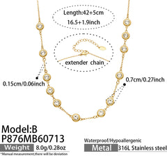 18K Gold-Plated Round Cubic Zirconia Necklace Collection