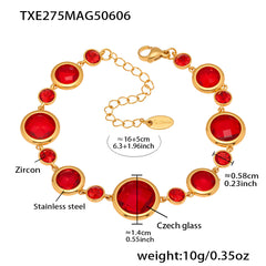 Gold-Tone Faceted Glass Link Bracelet