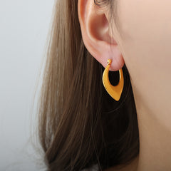 Rounded Teardrop Open-Hoop Earrings