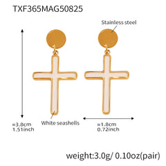Shell Inlay Cross Pendant, Earrings or Ring