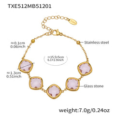 Faceted Glass Stone Necklace, Bracelet & Earrings