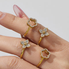 Cubic Zirconia Floral Necklace, Bracelet, Earrings & Ring
