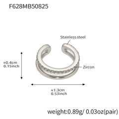 Cubic Zirconia Layered Ear Cuffs — Single