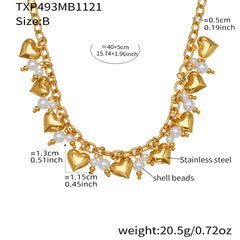 18K Gold-Plated Heart Link Necklace or Bracelet