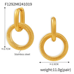 Textured Double-Circle Drop Earrings