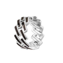 Geometric Enamel Openwork Ring
