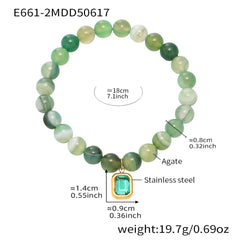 Natural Agate Beaded Stretch Bracelet