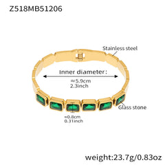 Czech Glass Square Accent Clasp Bangle