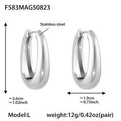 Polished U-Shaped Stainless Steel Hoop Earrings