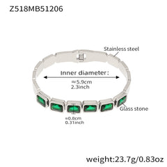 Czech Glass Square Accent Clasp Bangle