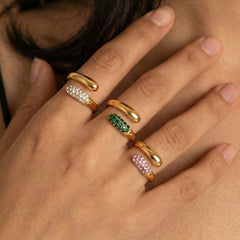 Colored Stone Crossed Open Ring