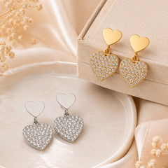 18K Gold-Plated Cubic Zirconia Heart Drop Earrings