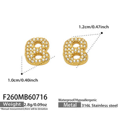 18K Gold-Plated Cubic Zirconia Initial Earrings