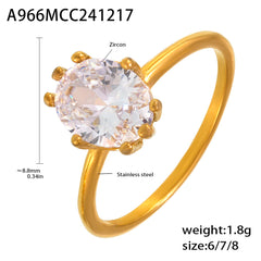 Oval Cubic Zirconia Solitaire Ring