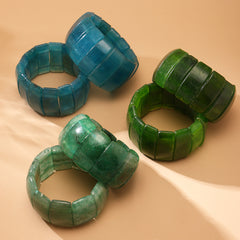 Natural Stone Wide Stretch Bracelet
