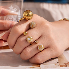 Cubic Zirconia Sphere Open Rings