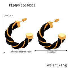 Leather-Wrapped Twisted Hoop Earrings